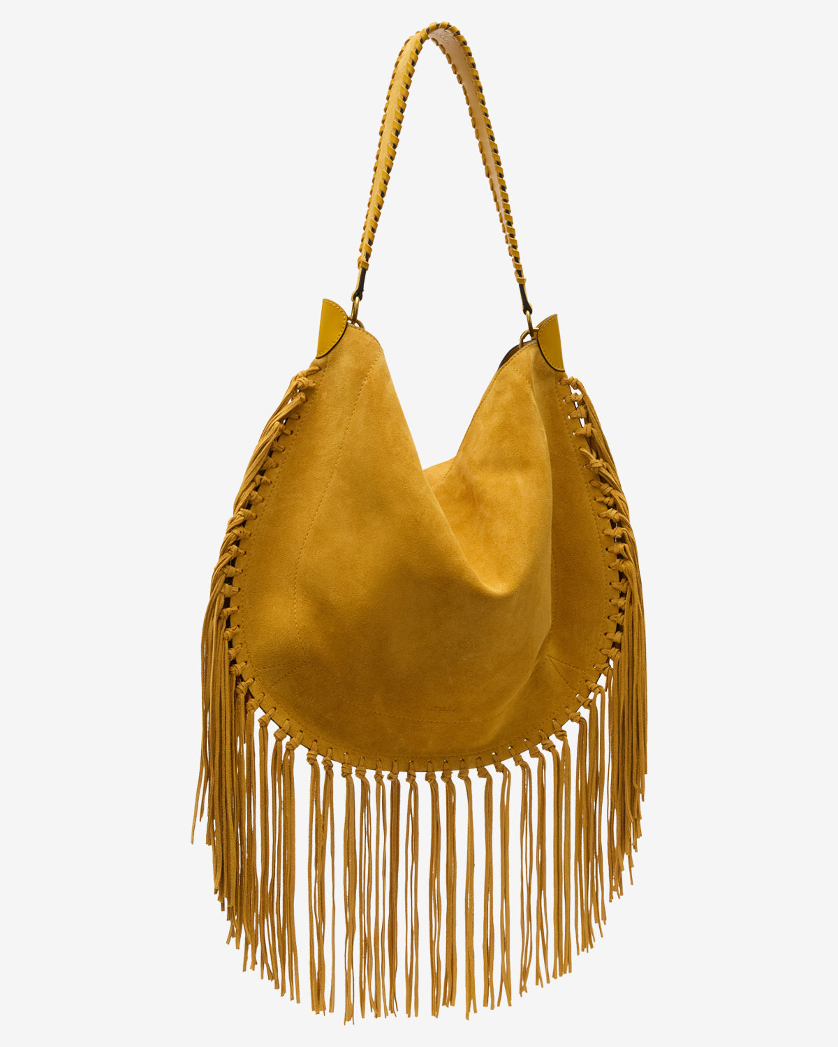 Oskan hobo soft fringed suede calfskin leather handbag - Saffron - Woman - 5