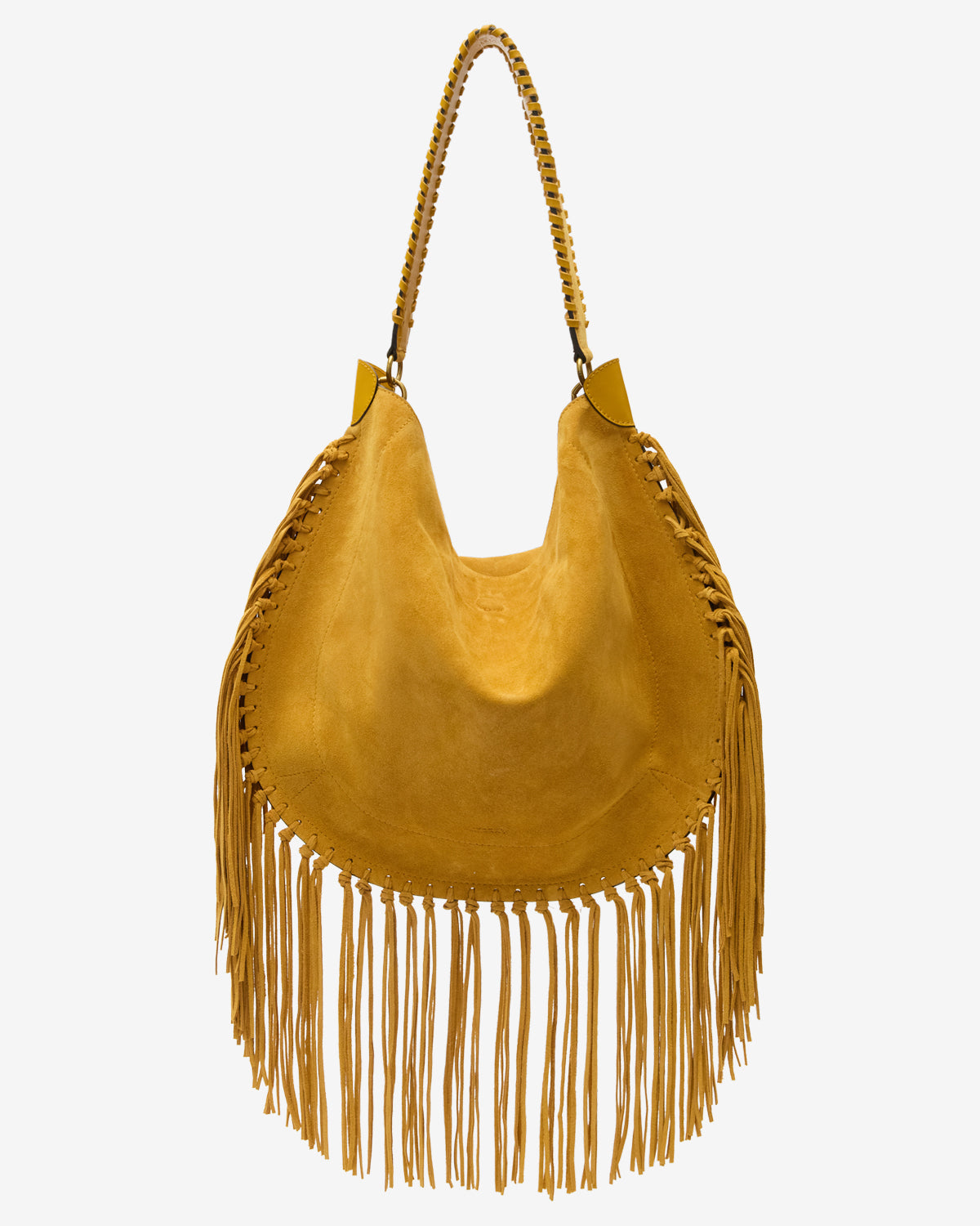 Oskan hobo soft fringed suede calfskin leather handbag - Saffron - Woman - 1