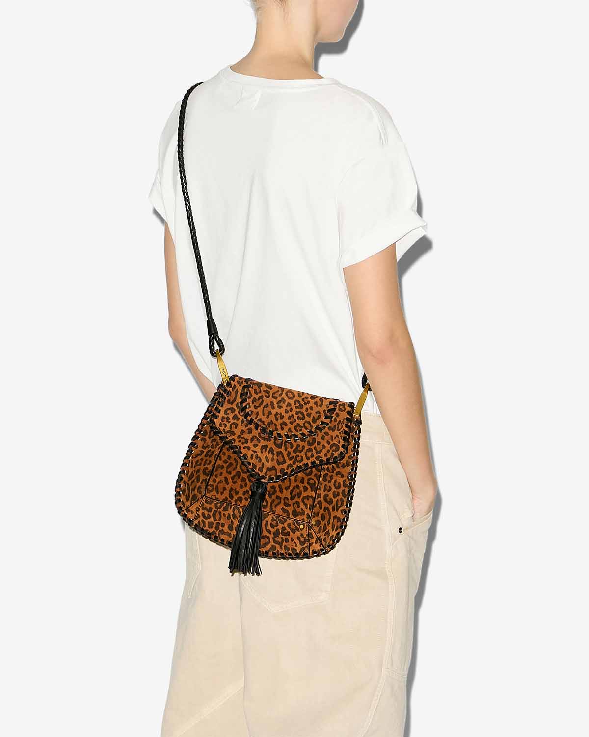 Sac à bandoulière anahi en cuir suédé imprimé - Léopard - Woman - 4