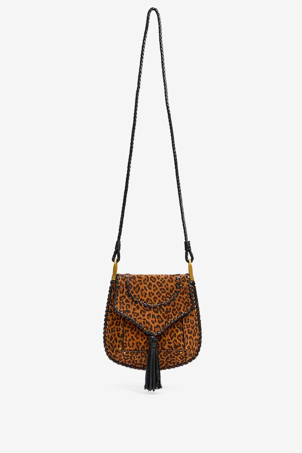 Anahi プリント入り編み込みスエードレザー製 ショルダーバッグ - Leopard - Woman - 6