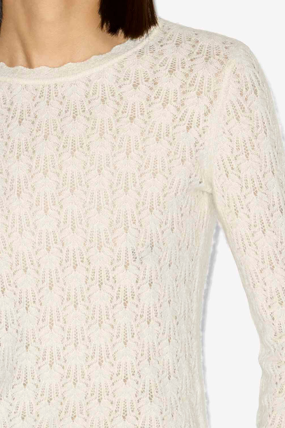 Obeline lace knit sweater - Ecru - Woman - 3