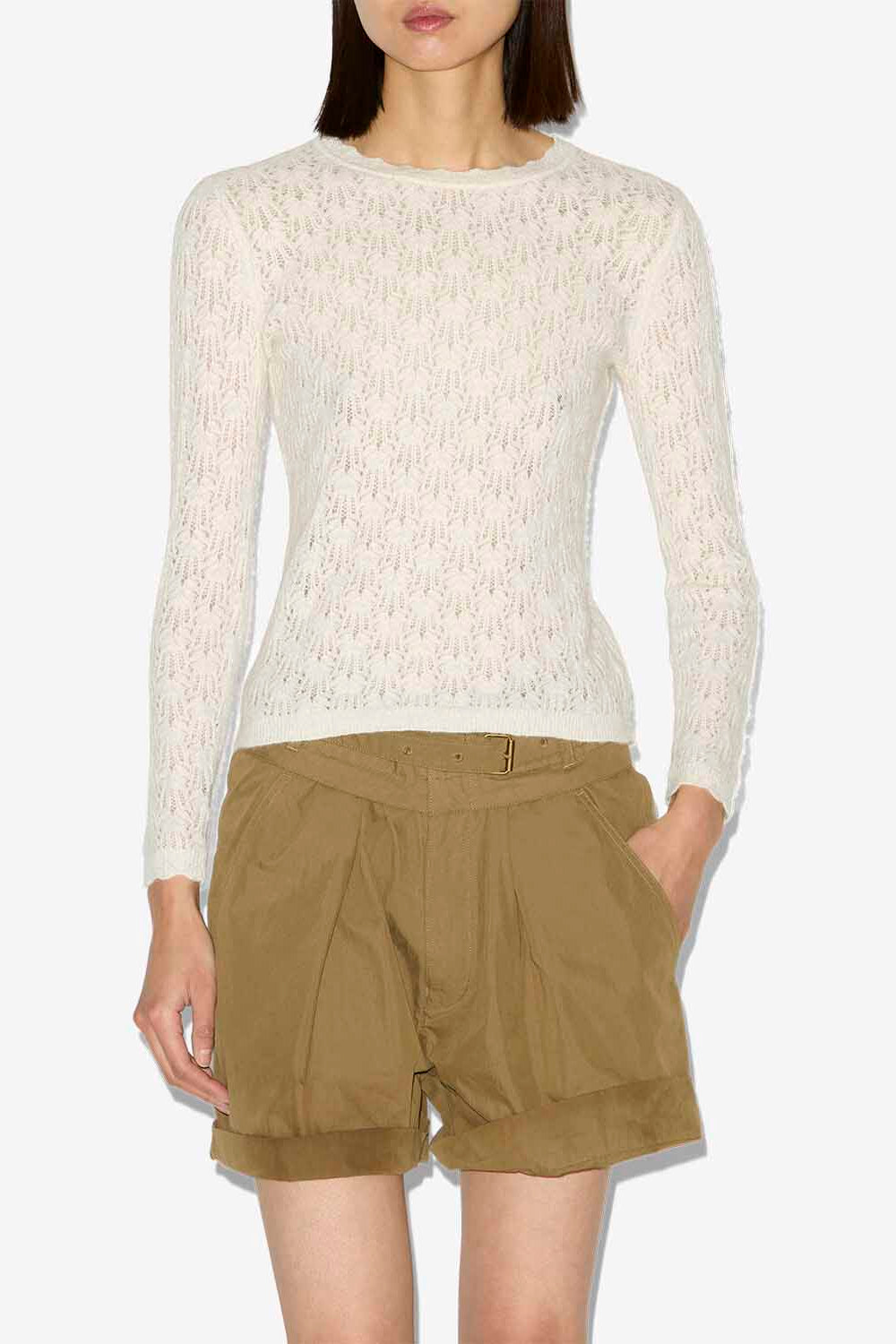 Obeline lace knit sweater - Ecru - Woman - 4