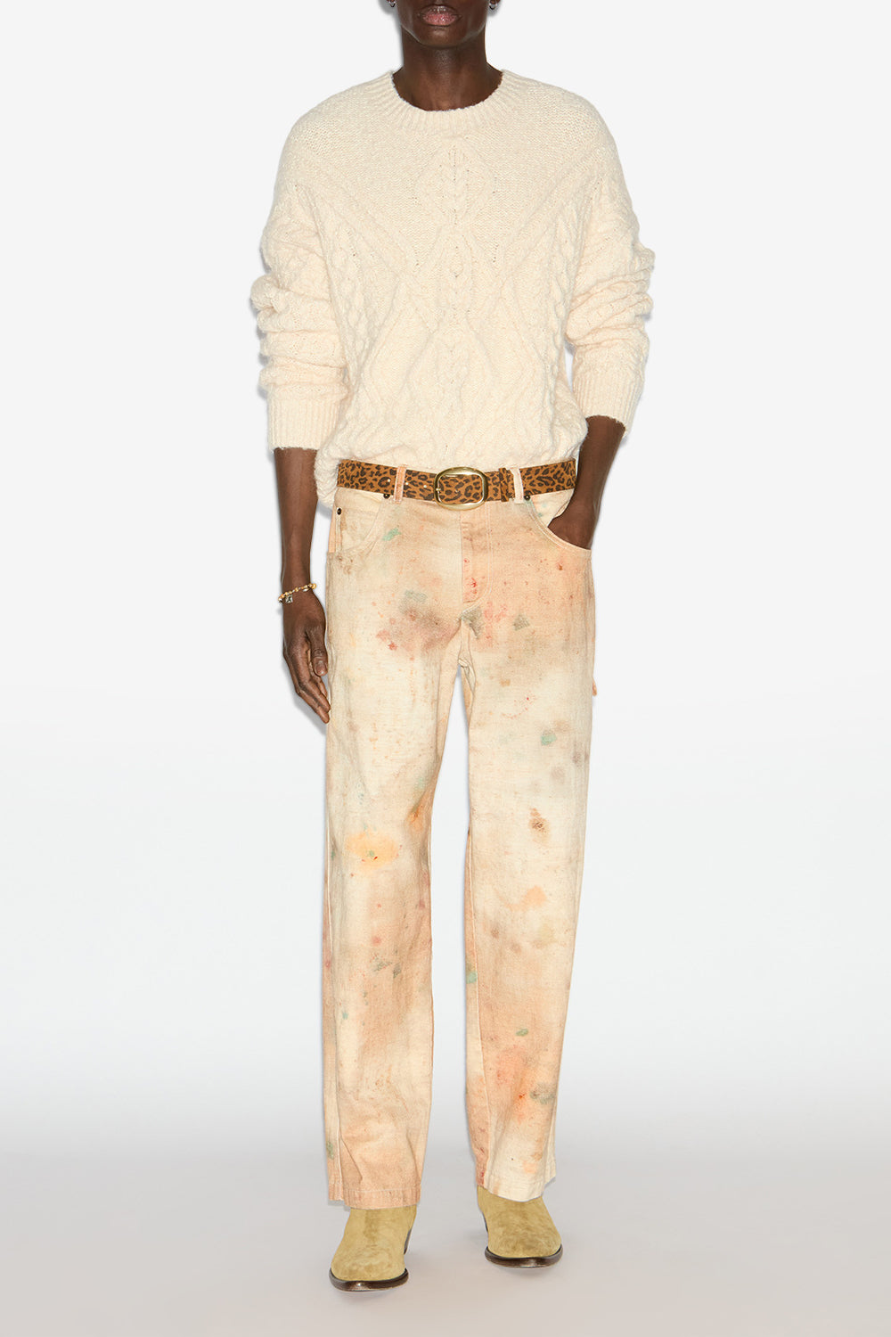 Harold cable knit sweater - Ecru - Man - 2