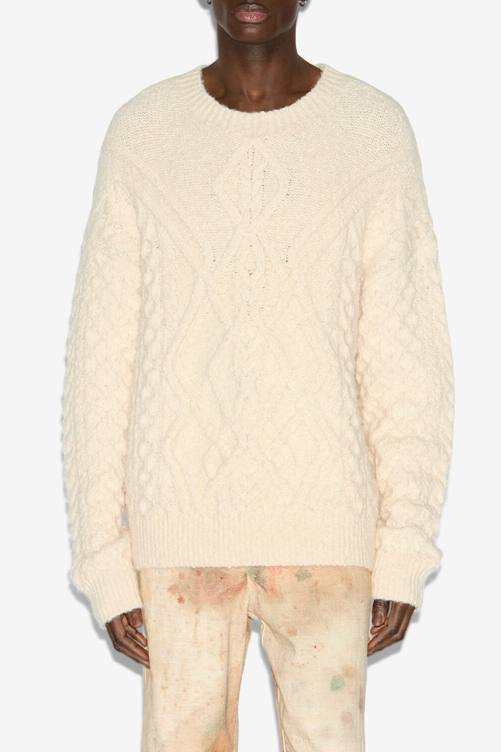 Harold cable knit sweater - Ecru - Man - 4