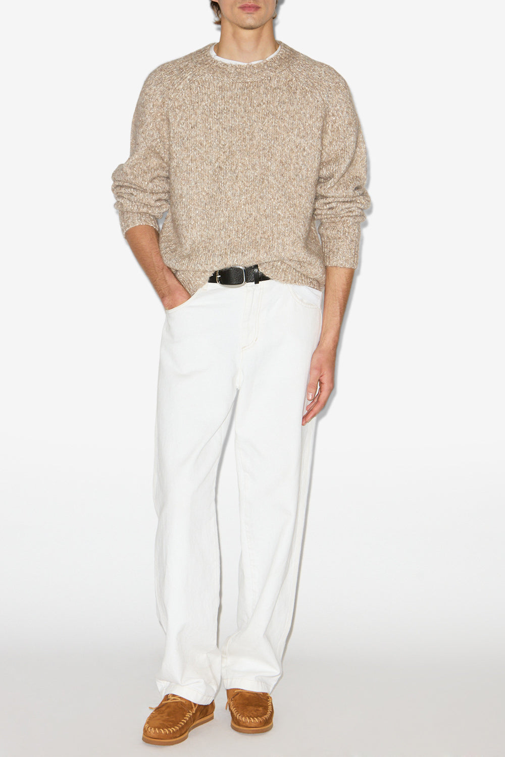 Hanori flecked knit sweater - Taupe - Man - 2