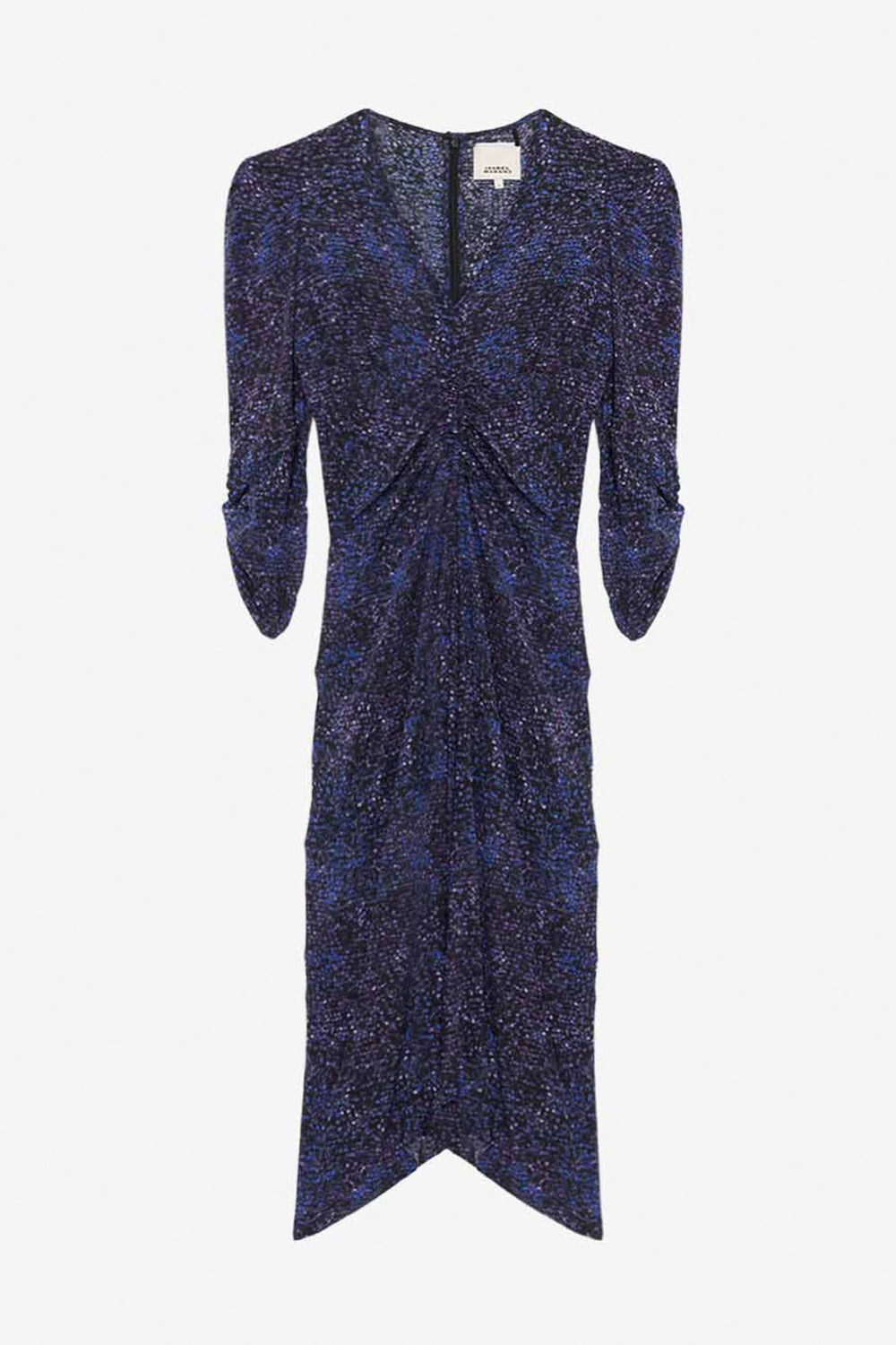 Albini printed gathered silk midi dress - Midnight - Woman - 1