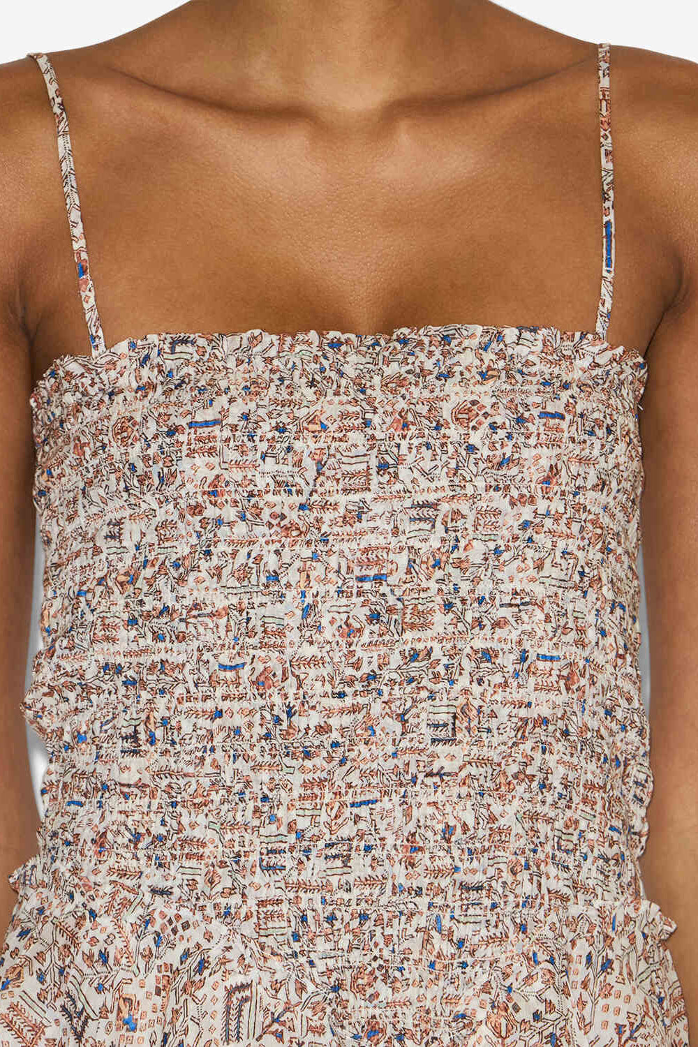 Anka smocked printed lightweight cotton dress - Ecru - Woman - 3