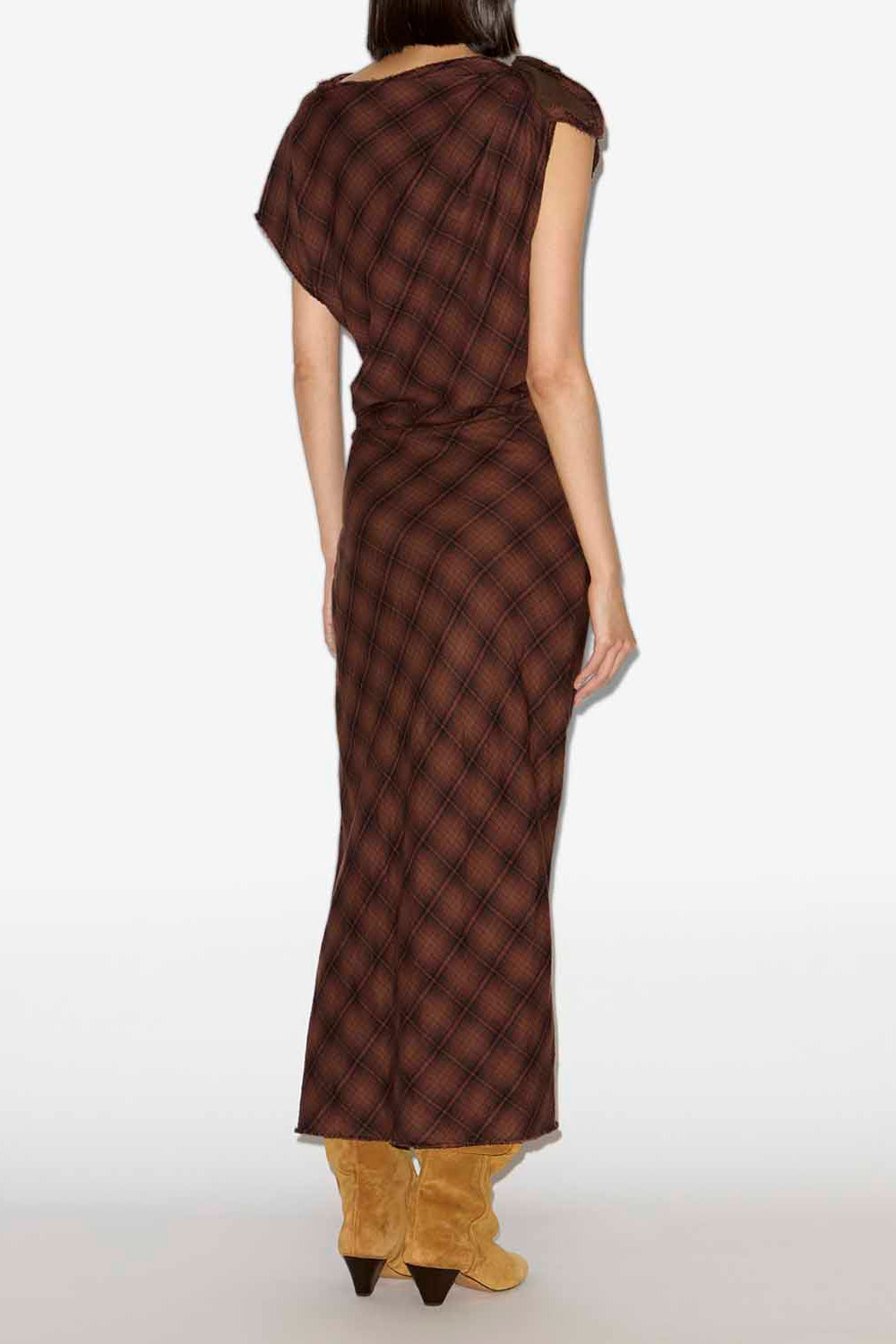 Naerys asymmetrical checkered dress - Dark bronze - Woman - 4