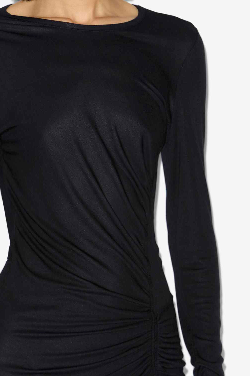 Jelina long draped jersey dress - Black - Woman - 3
