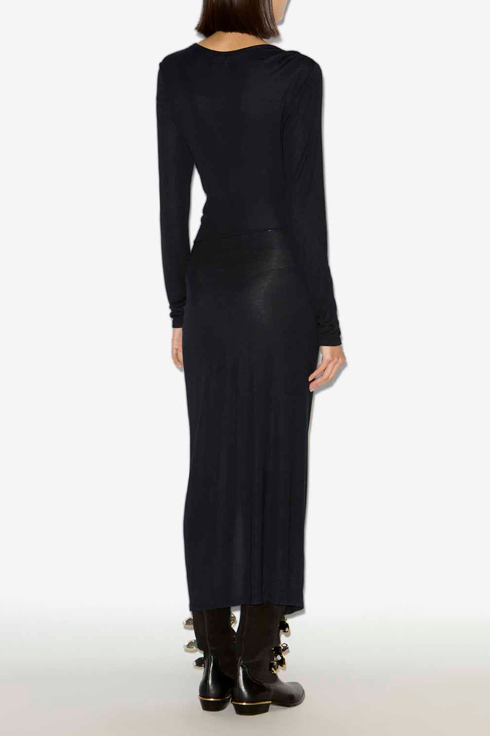 Jelina long draped jersey dress - Black - Woman - 4