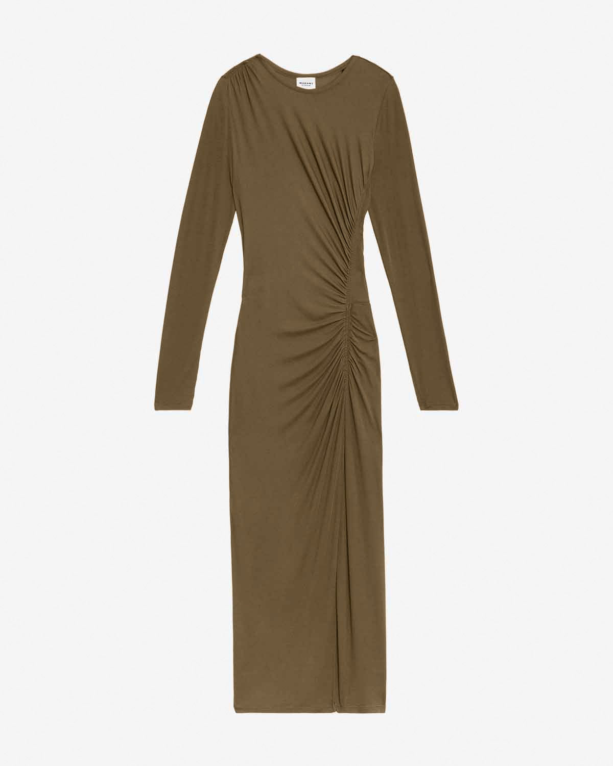 Jelina long draped jersey dress - Khaki - Woman - 4