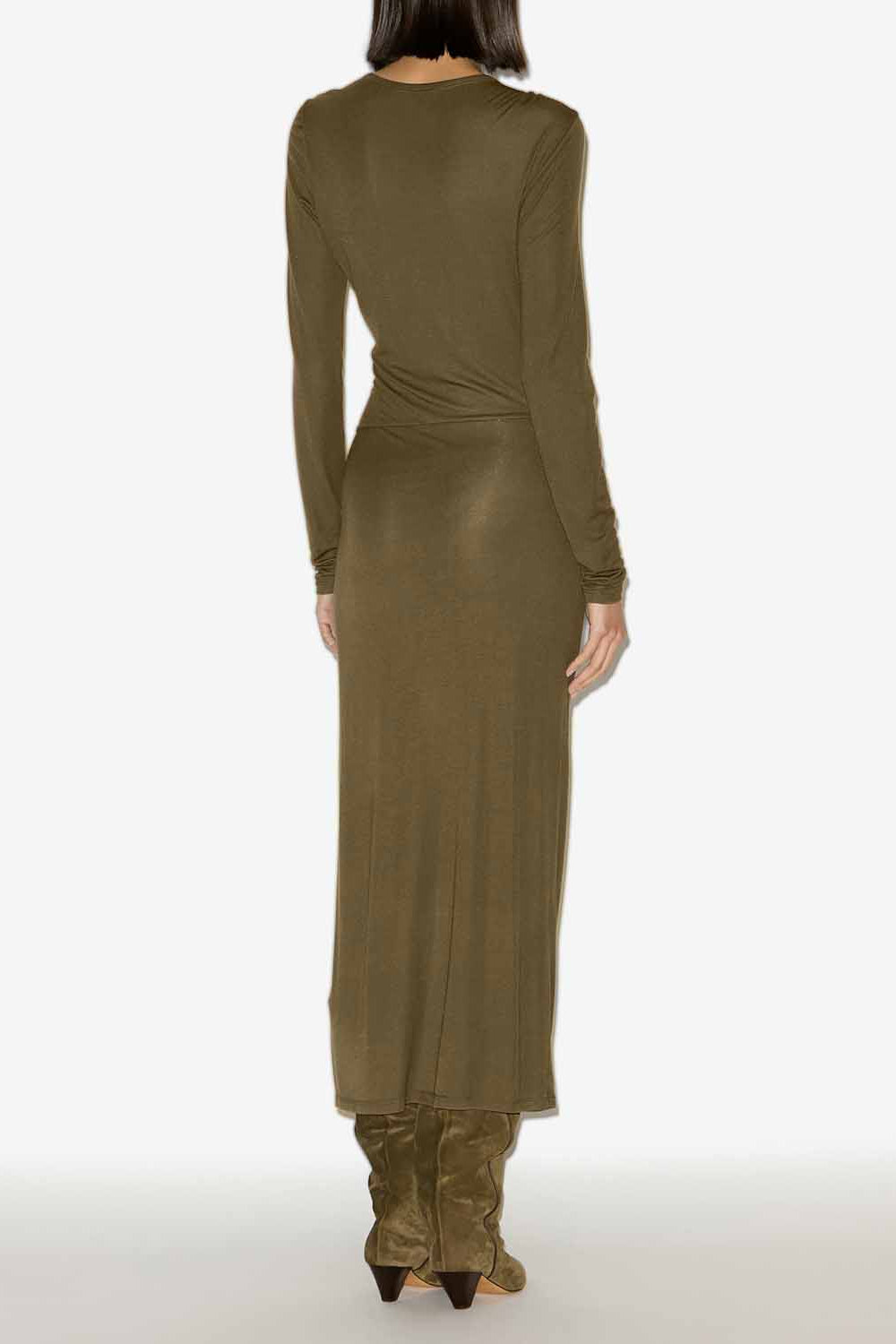 Jelina long draped jersey dress - Khaki - Woman - 4