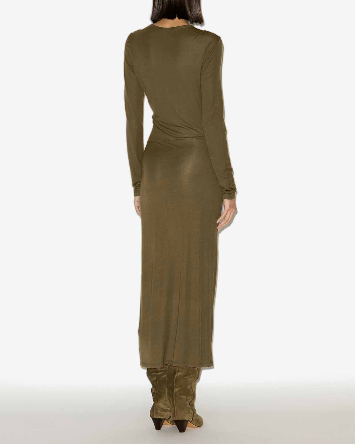 Jelina long draped jersey dress - Khaki - Woman - 3