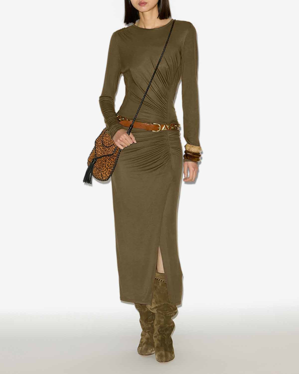 Jelina long draped jersey dress - Khaki - Woman - 1
