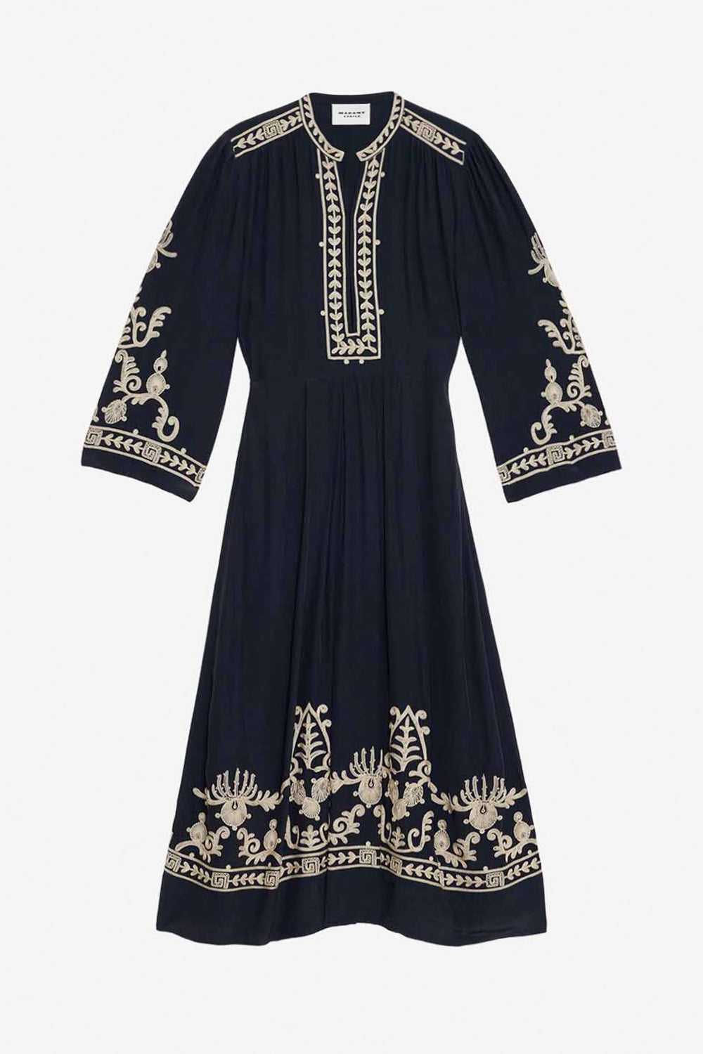 Feliana long embroidered crepe dress - Black - Woman - 1