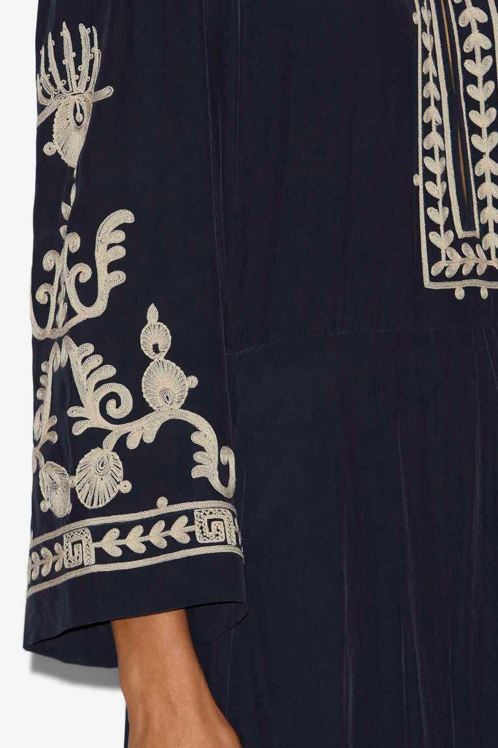 Feliana long embroidered crepe dress - Black - Woman - 3