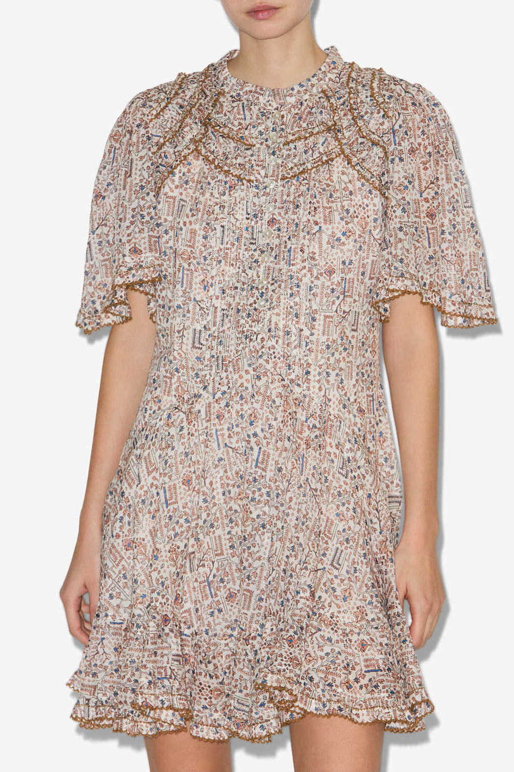 Celyana short gathered cotton dress - Ecru - Woman - 4