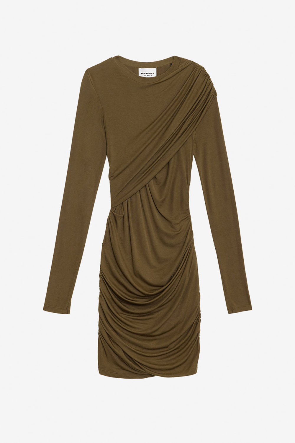 Denise short draped jersey dress - Khaki - Woman - 1
