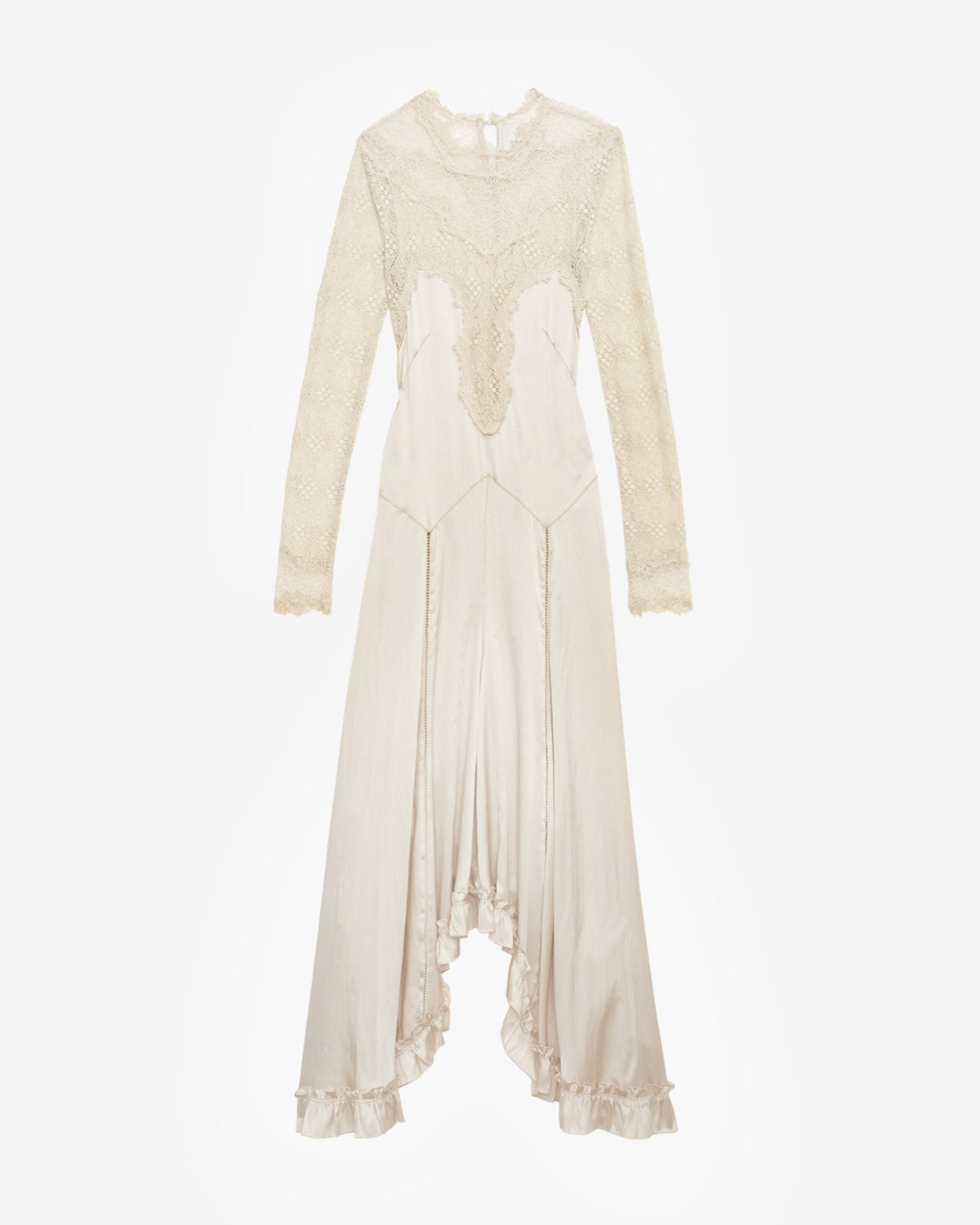 Dolores long satin and lace dress - Champagne - Woman - 4