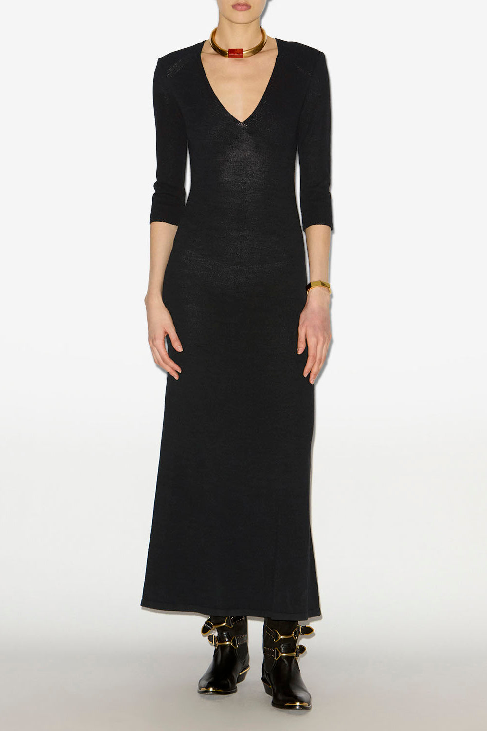 Salina long knit dress - Black - Woman - 2