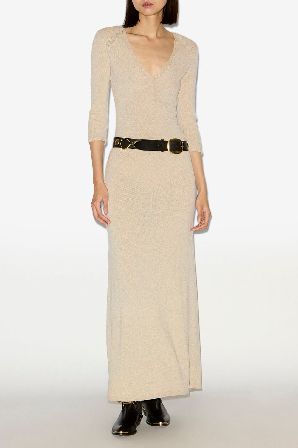 Salina long knit dress - Beige - Woman - 2