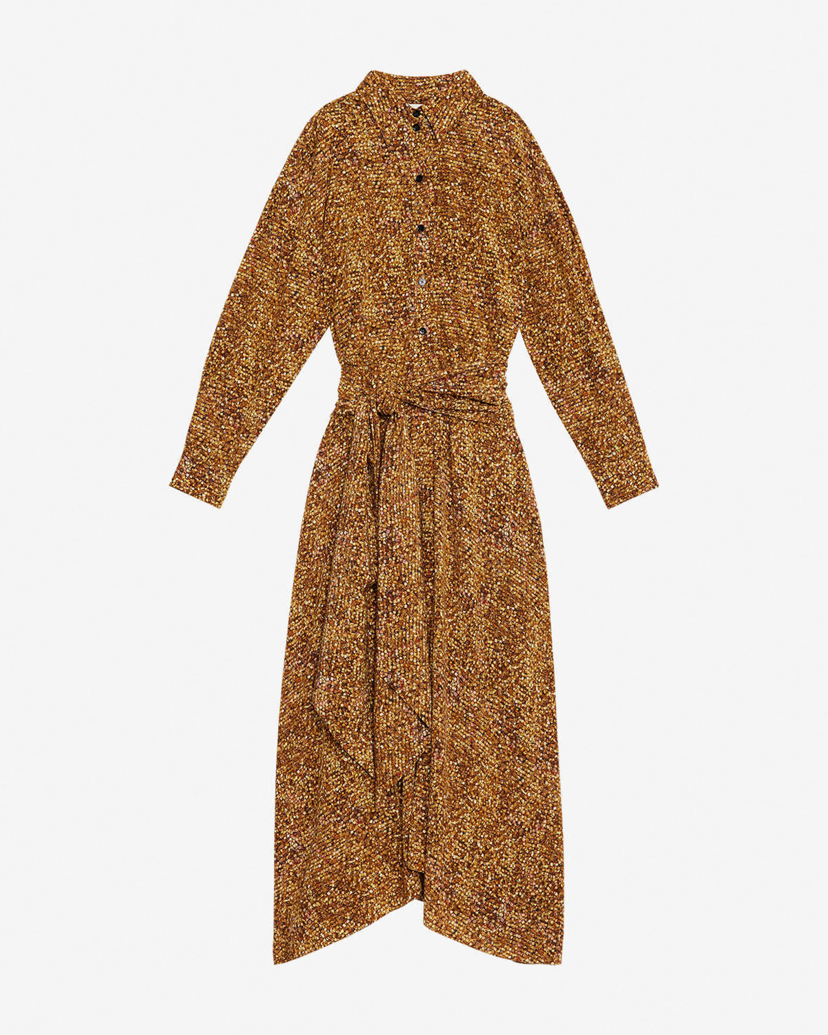 Samantha long crepe shirt dress - Ochre - Woman - 4