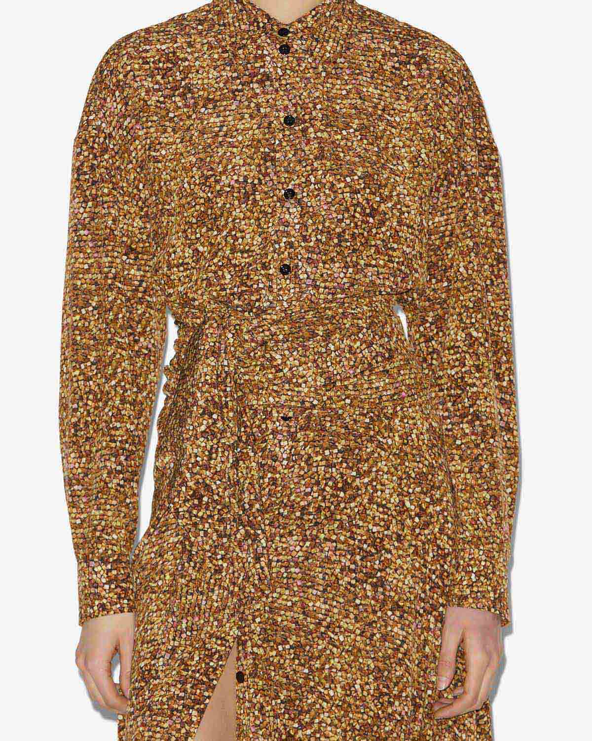 Samantha long crepe shirt dress - Ochre - Woman - 2