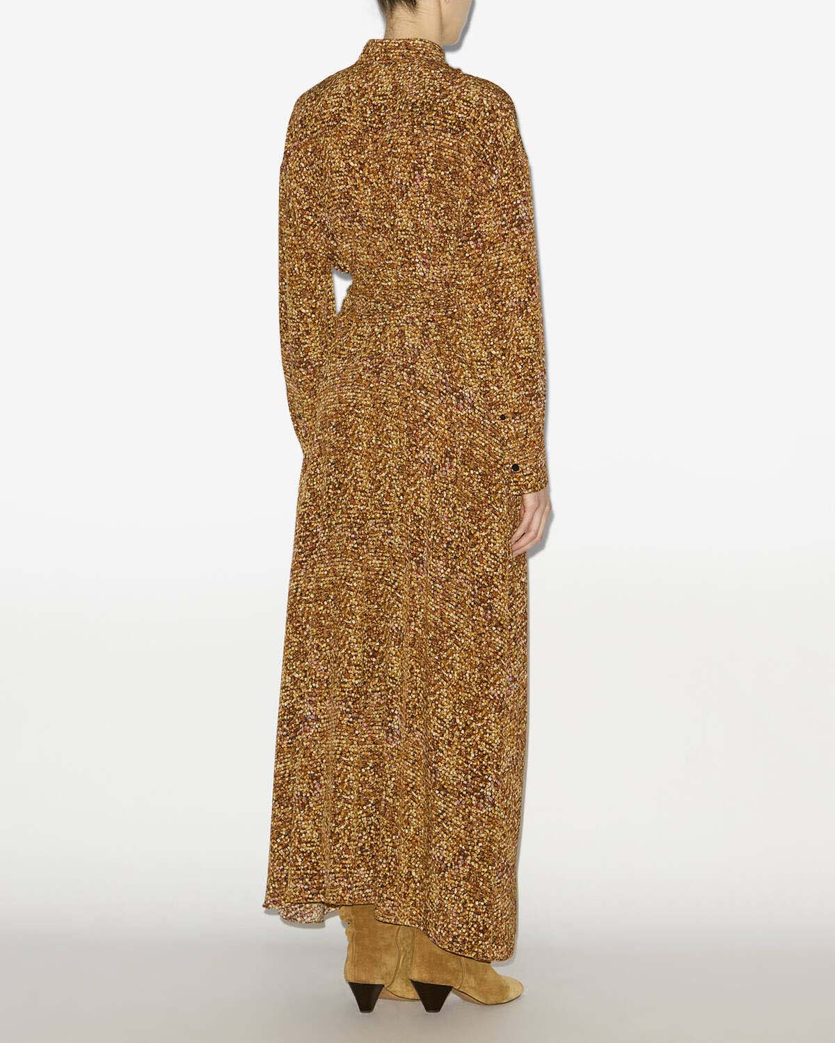 Samantha long crepe shirt dress - Ochre - Woman - 3