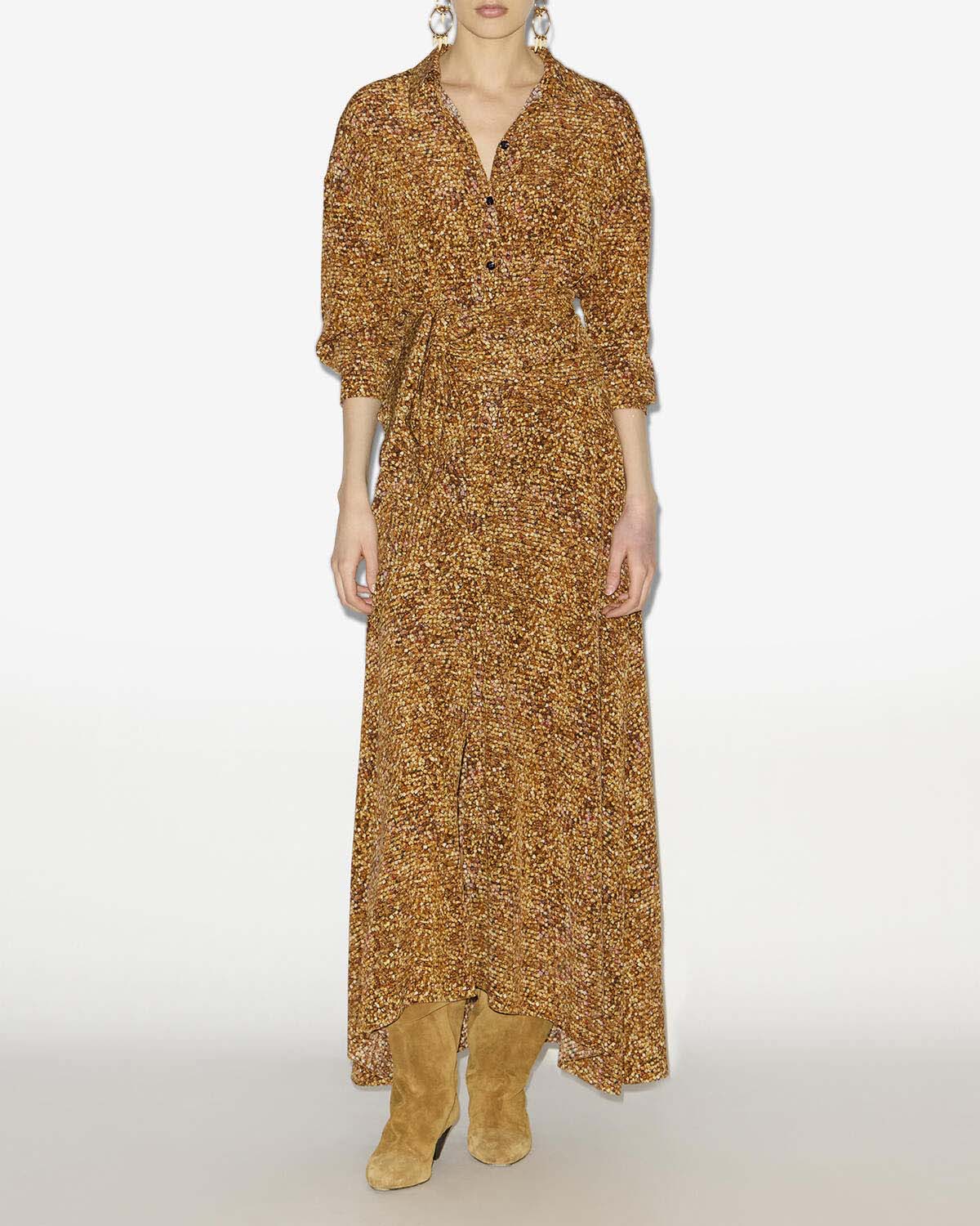 Samantha long crepe shirt dress - Ochre - Woman - 1