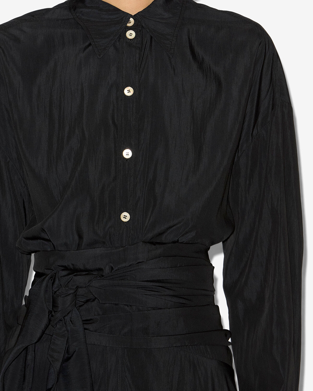 Vestido camisero largo samantha de crepé - Negro - Woman - 2