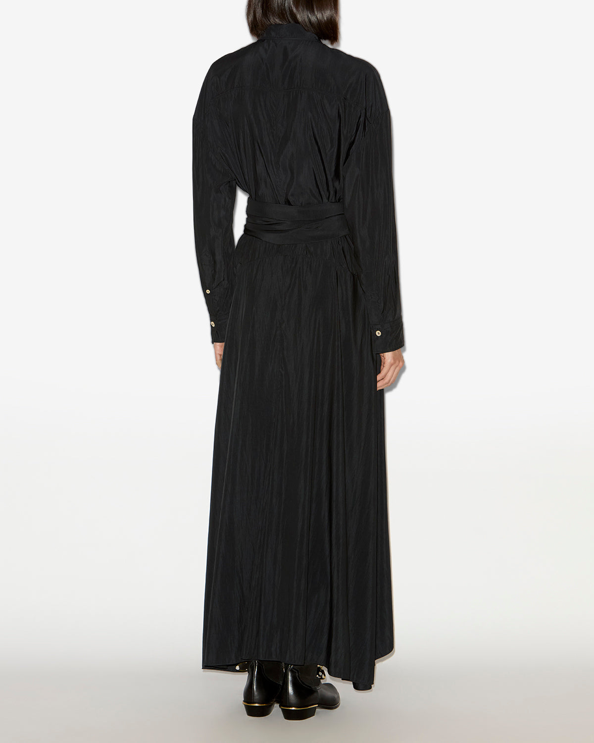 Vestido camisero largo samantha de crepé - Negro - Woman - 3