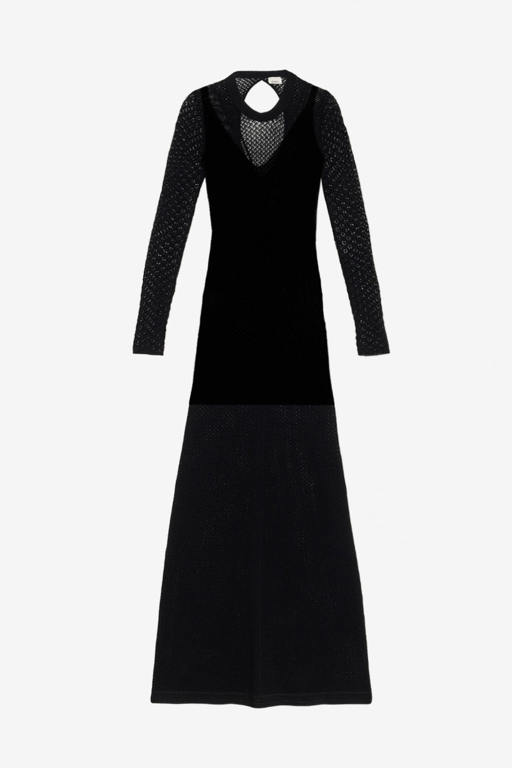 パッチワーク レースニット製 ドレス - 黒 - Woman - 1