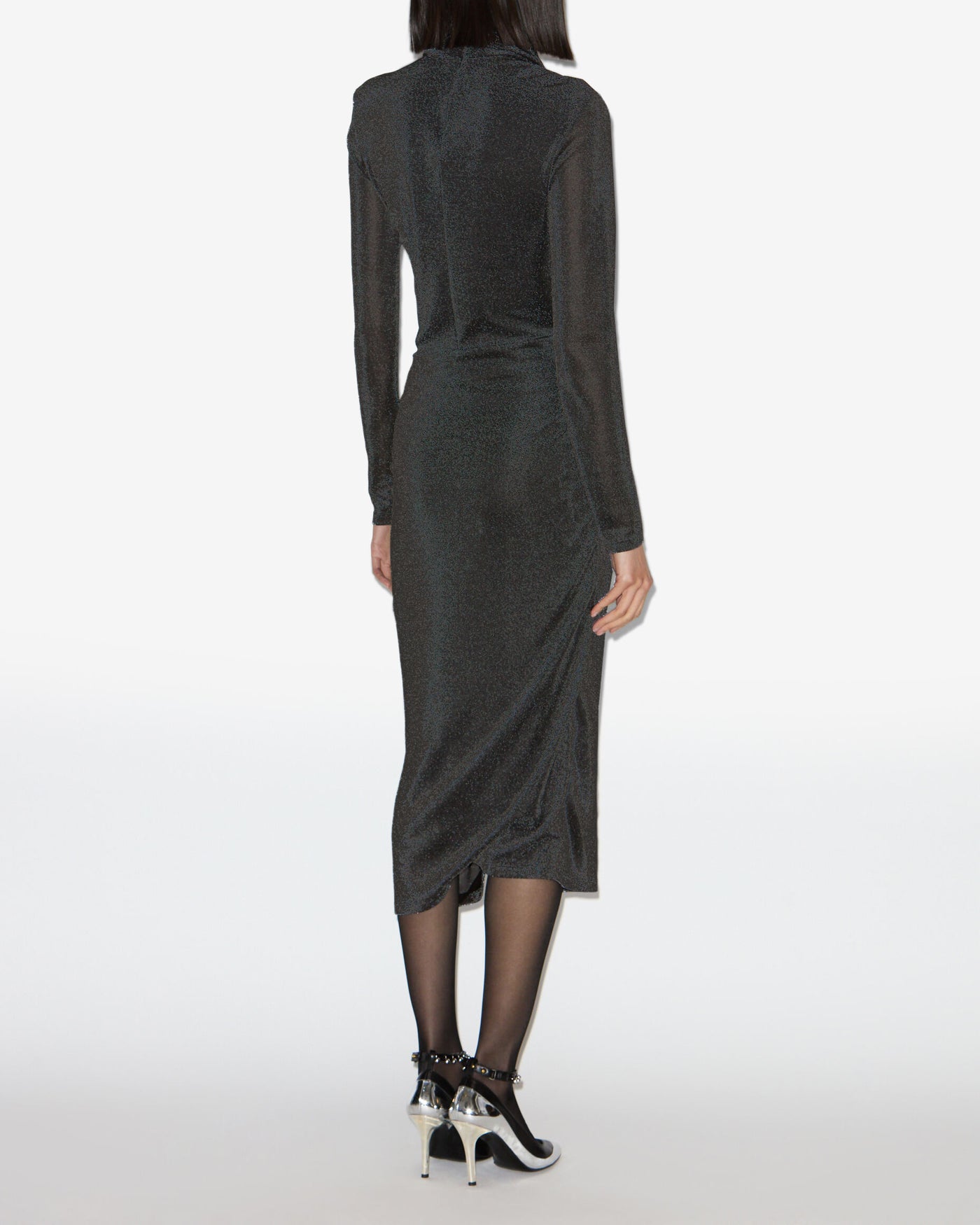 Jenisa long lurex dress - Gun metal - Woman - 3