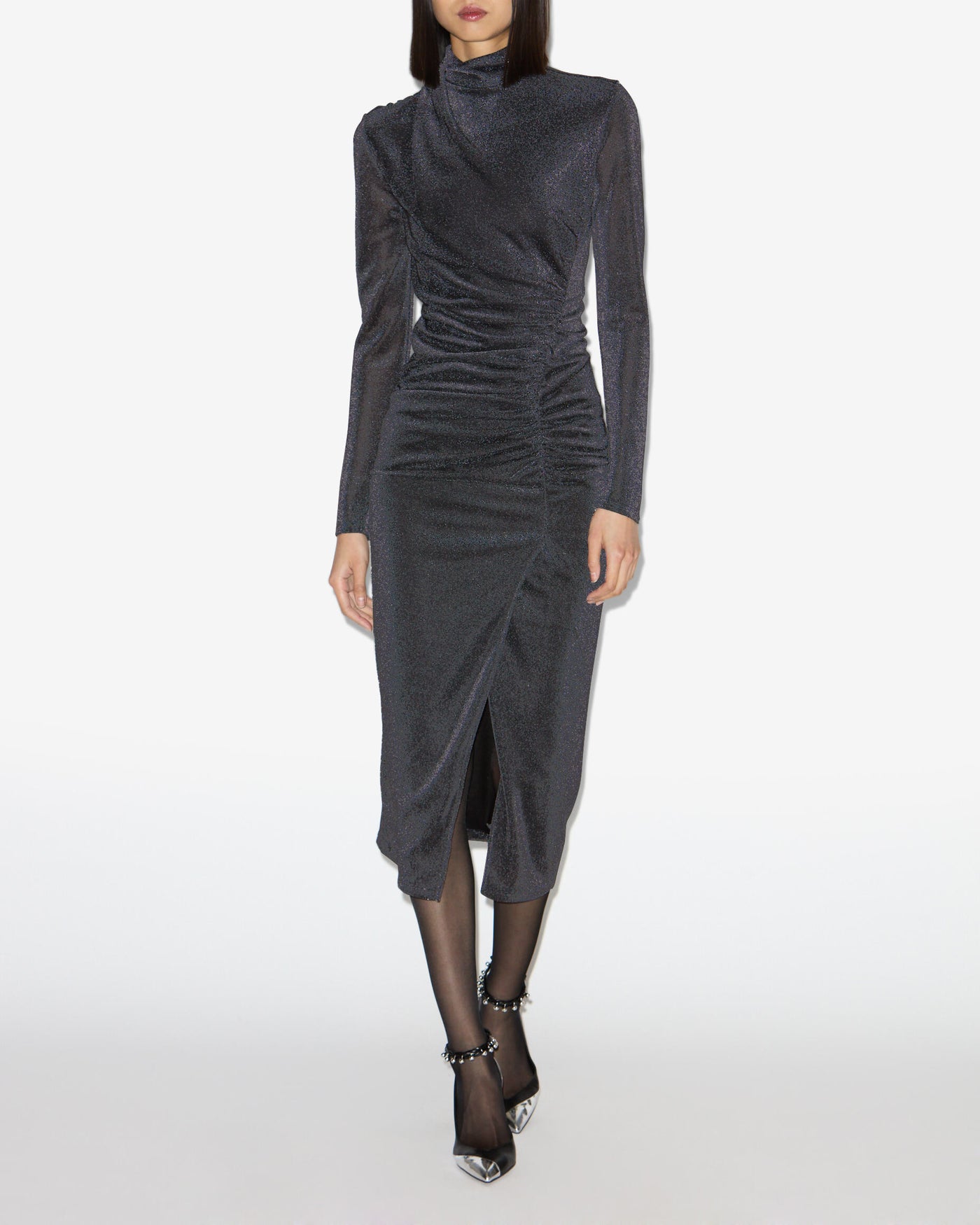 Jenisa long lurex dress - Gun metal - Woman - 1