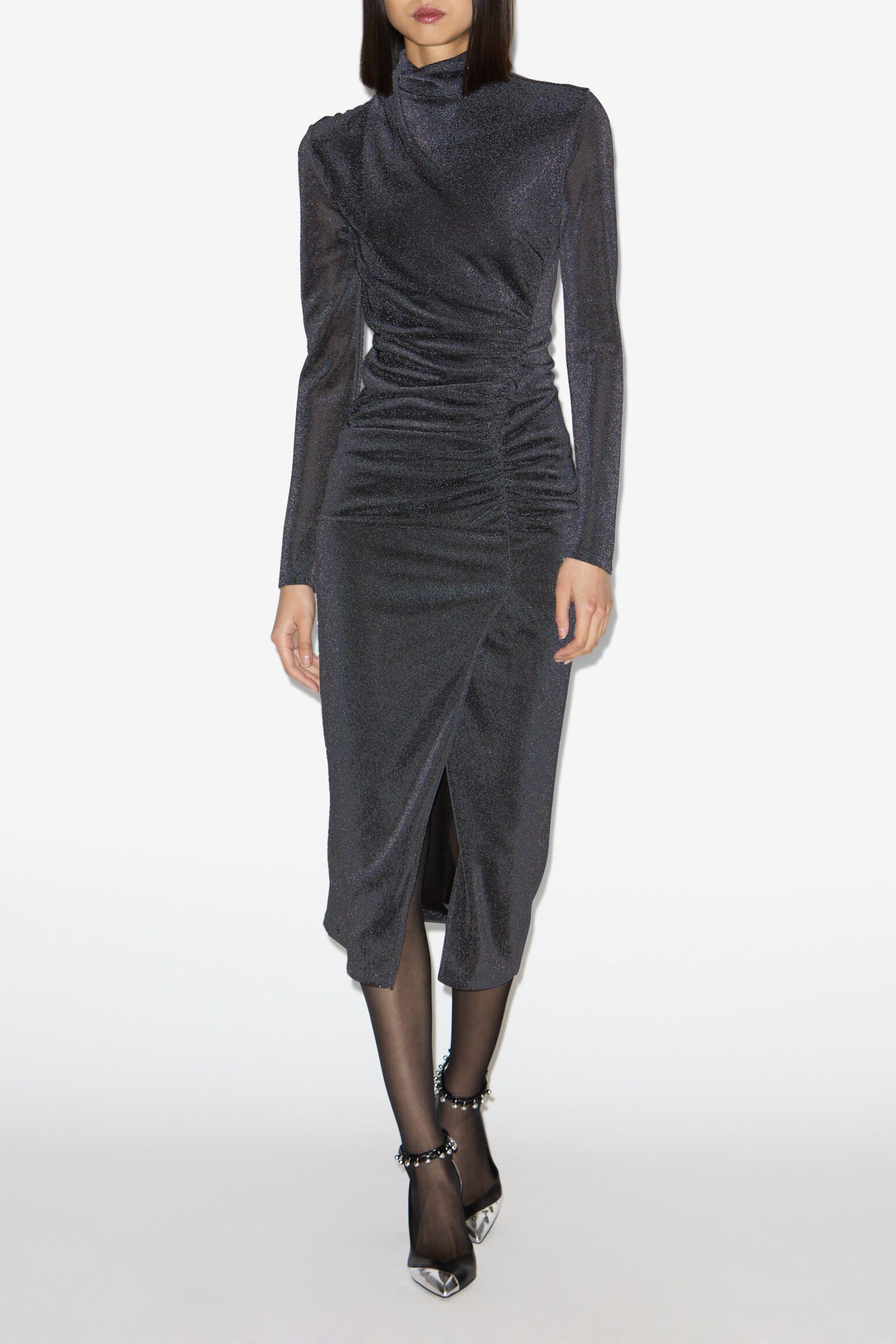 Jenisa long lurex dress - Gun metal - Woman - 2