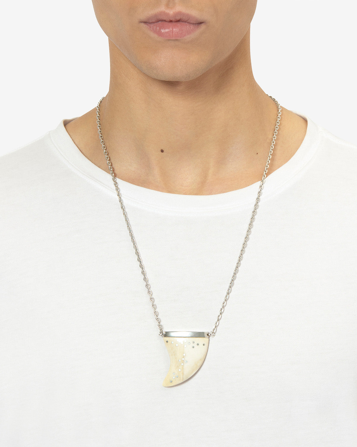 Elliot バッファローホーン ロングネックレス - Ecru-silver - Man - 2