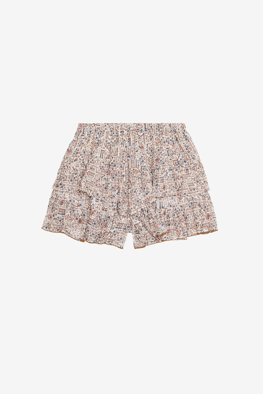 Short à volants jocadia en coton imprimé - Écru - Woman - 1