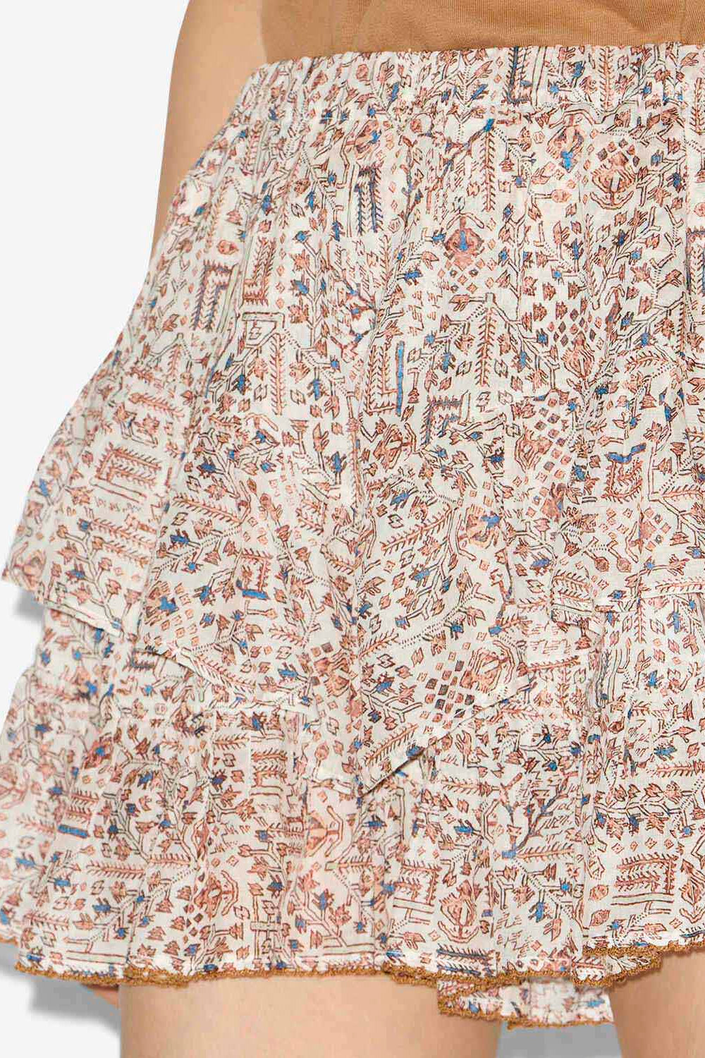 Short à volants jocadia en coton imprimé - Écru - Woman - 3