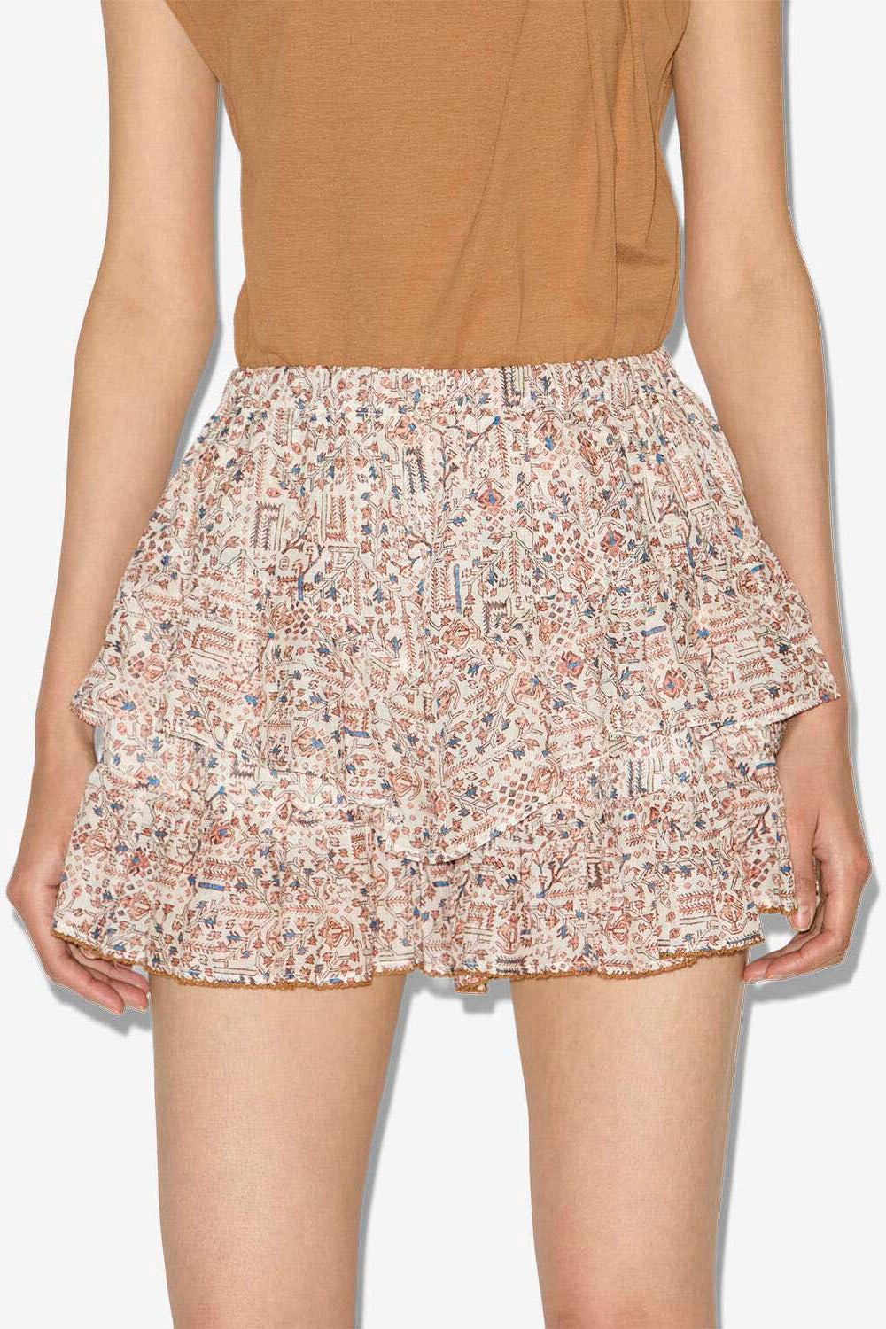 Short à volants jocadia en coton imprimé - Écru - Woman - 4