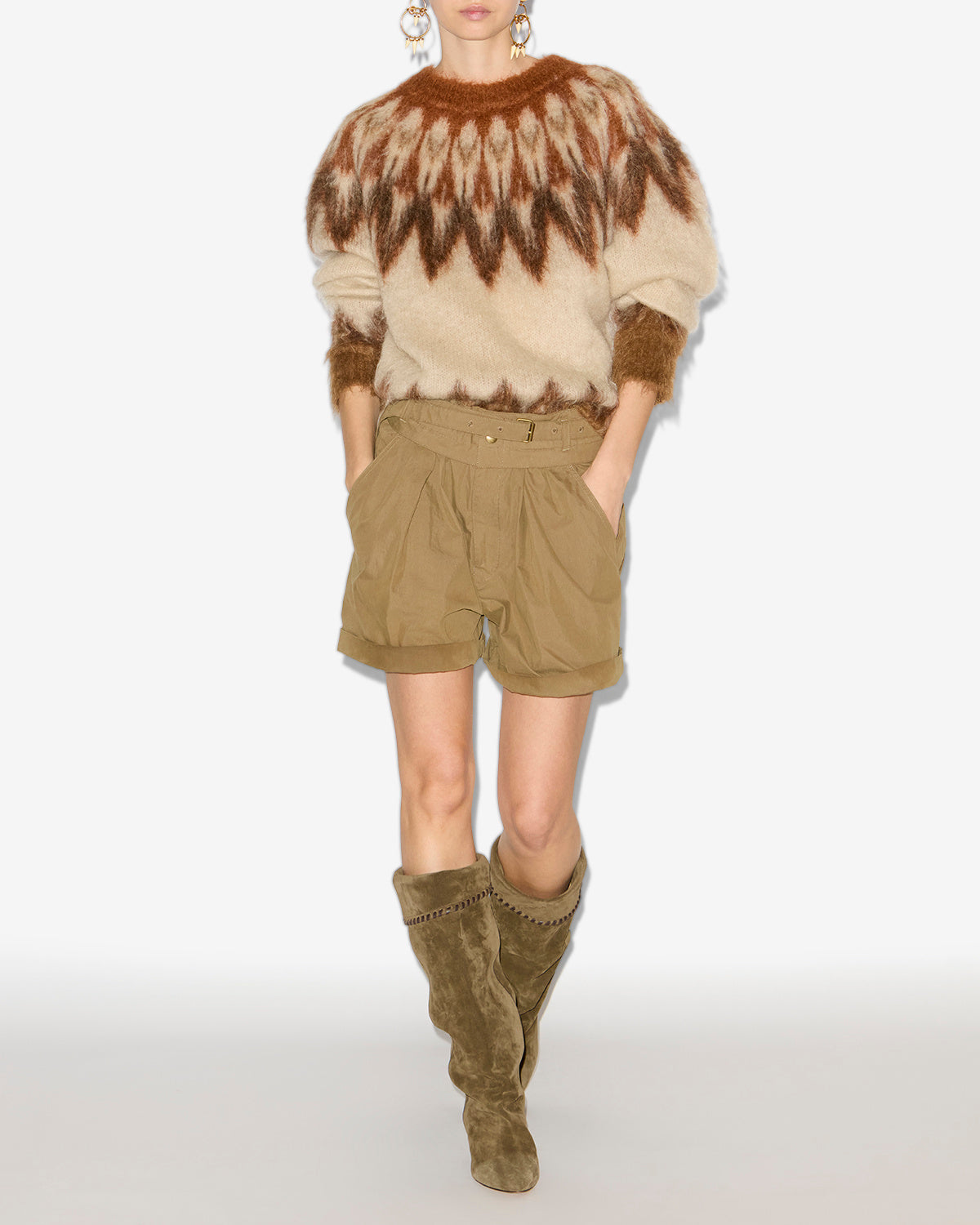 Danica sporty cotton shorts - Khaki - Woman - 1