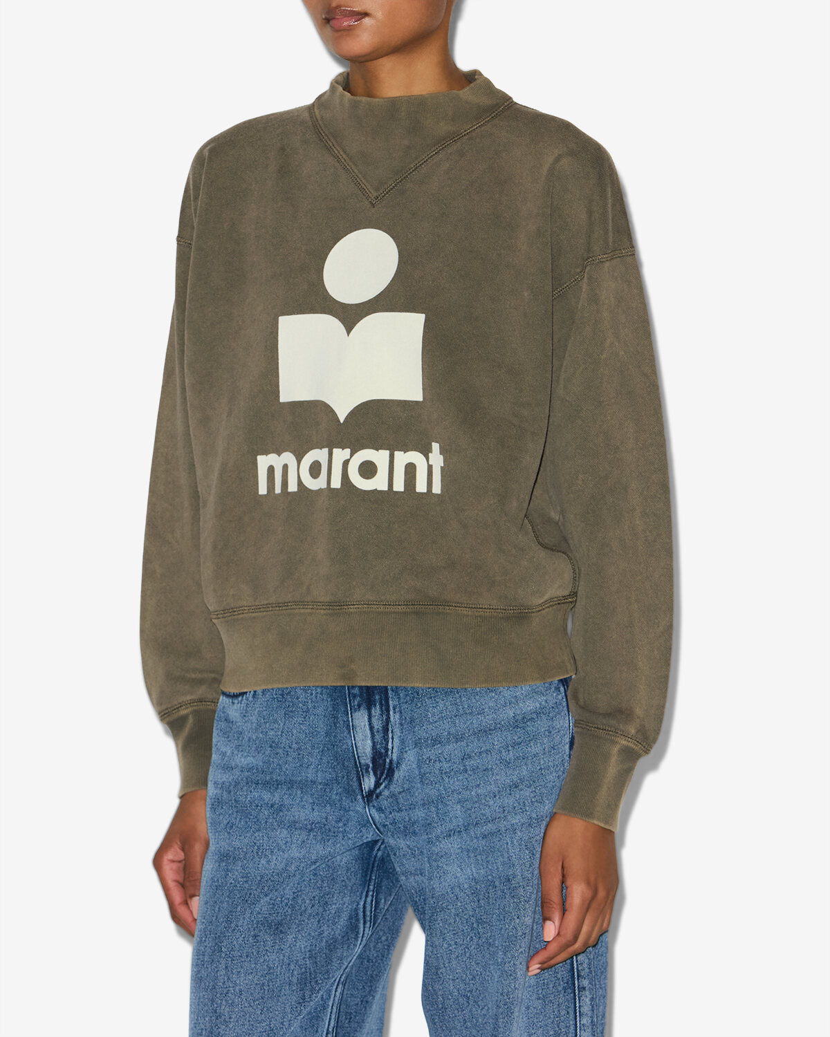 Moby cotton sweatshirt with logo - Dark bronze-ecru - Woman - 3