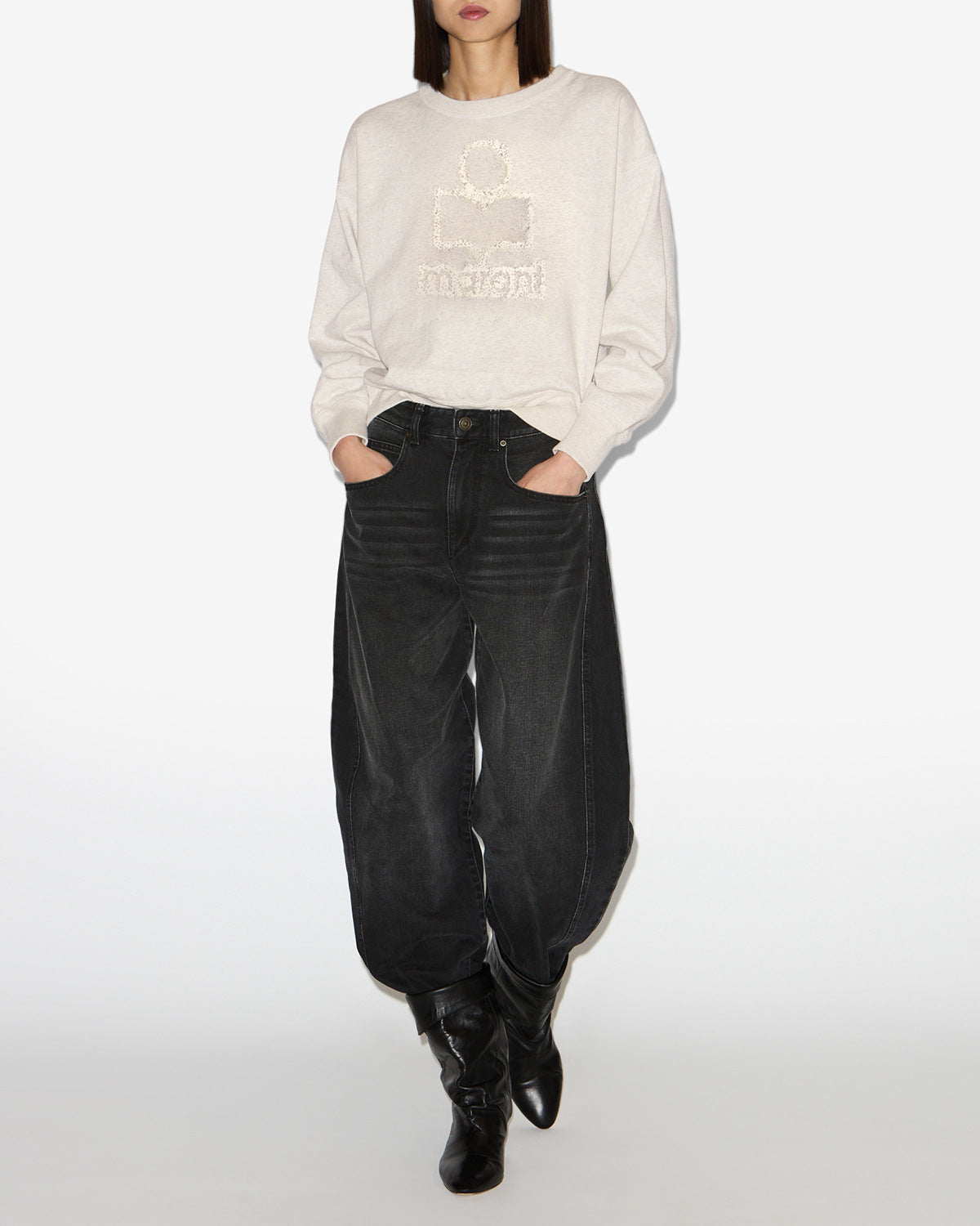 Mobyli cotton fleece sweatshirt - Ecru - Woman - 1