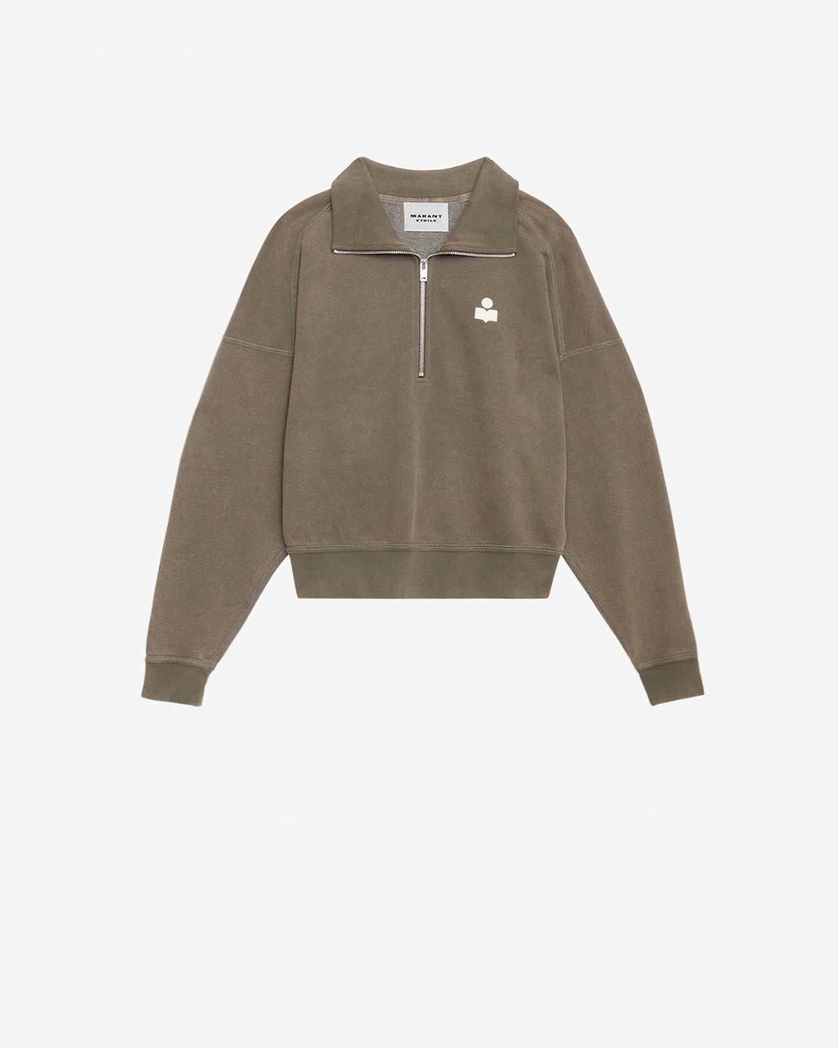 Ross cotton zip-up collar sweatshirt - Dark bronze-ecru - Woman - 5