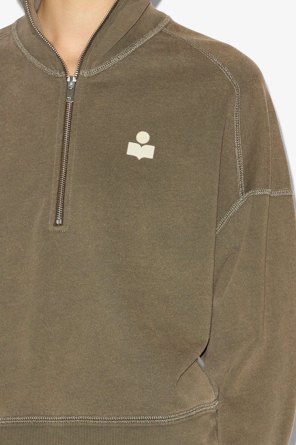 Baumwoll-sweatshirt ross mit trucker-kragen - Dark bronze-ecru - Woman - 3