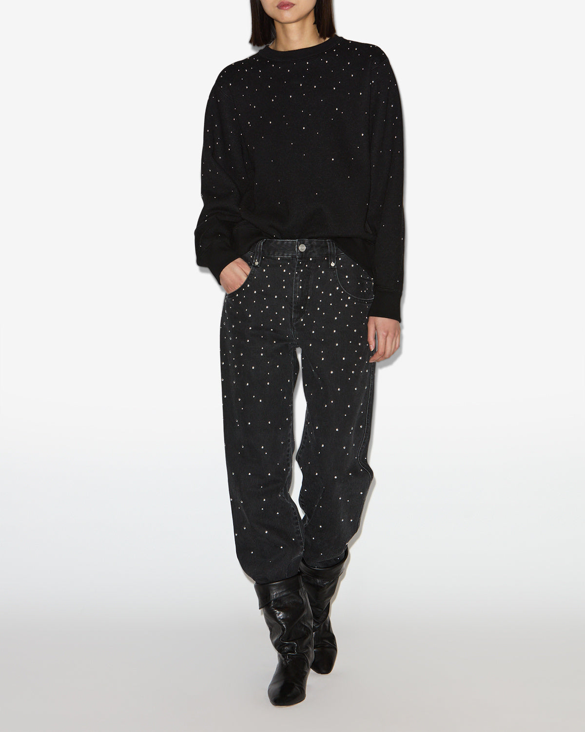 Riseda studded sweatshirt - Black - Woman - 1
