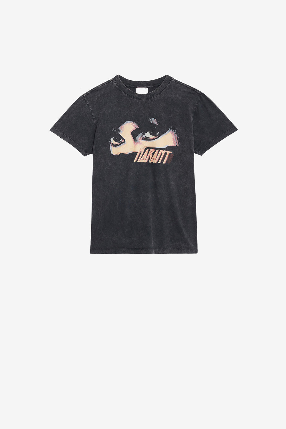 T-shirt zoeline aus bedruckter baumwolle - Schwarz gewaschen - Woman - 1
