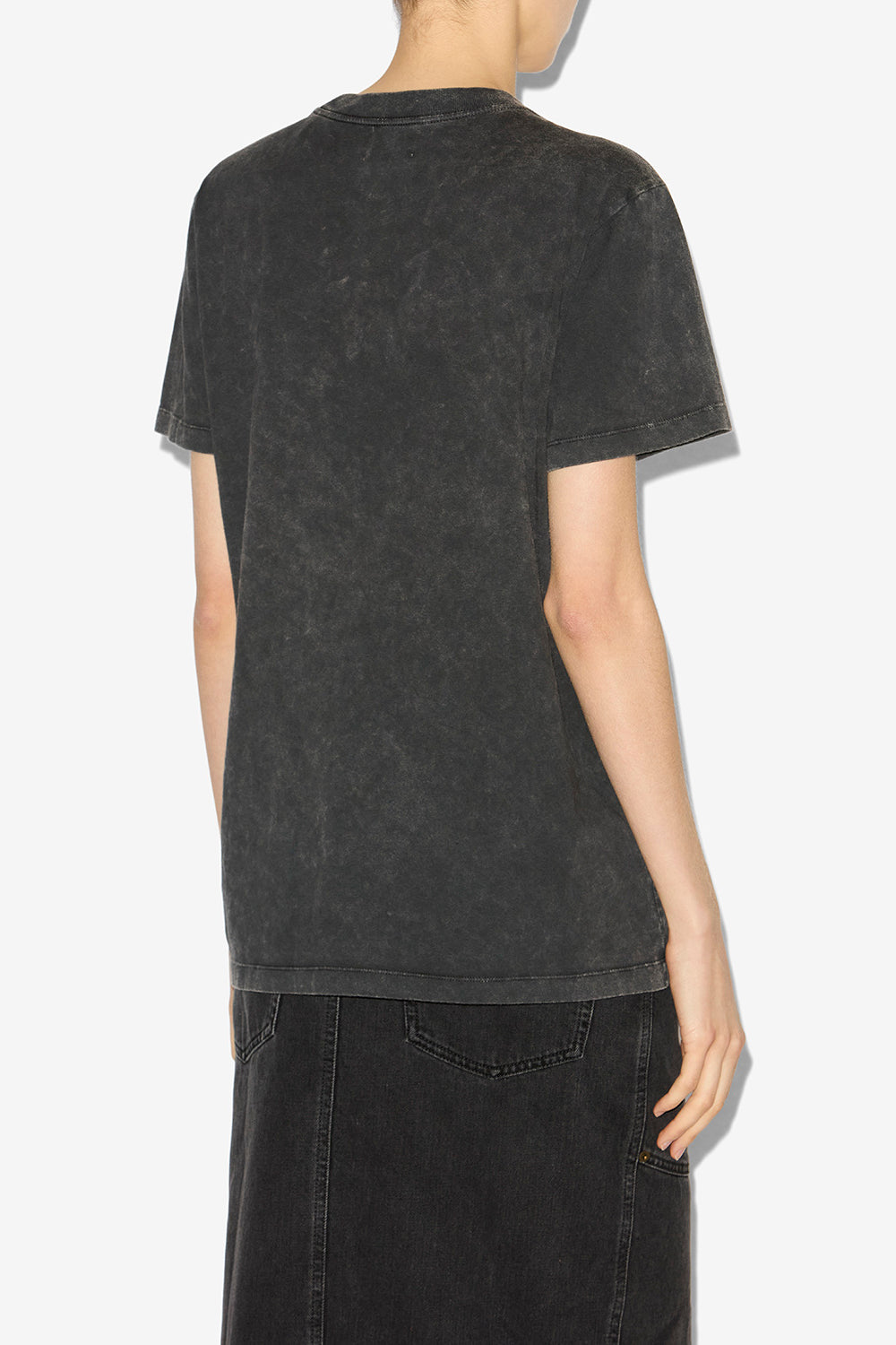 T-shirt zoeline aus bedruckter baumwolle - Schwarz gewaschen - Woman - 5