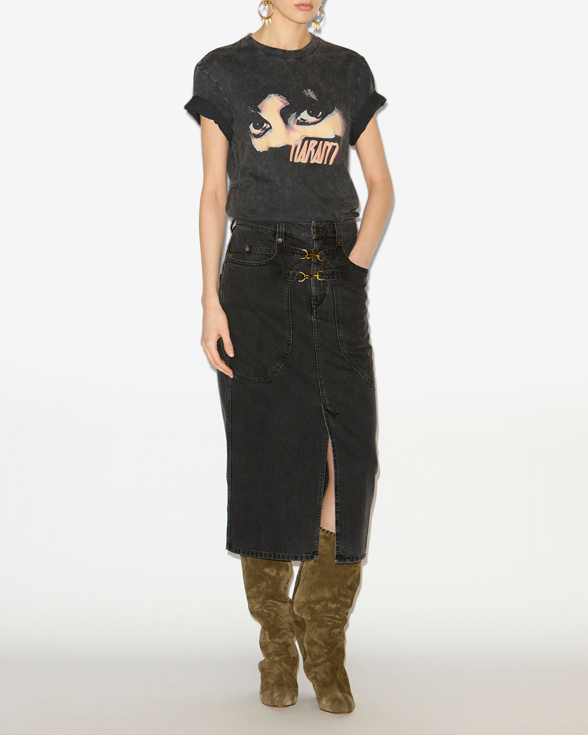 T-shirt zoeline Woman Noir délavé 4