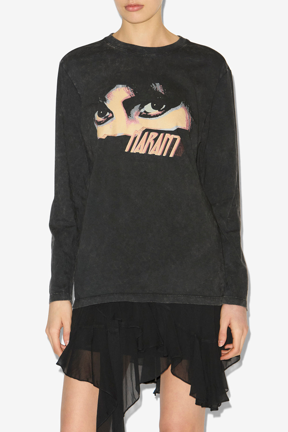 Bedrucktes langarm-t-shirt martine - Schwarz gewaschen - Woman - 4