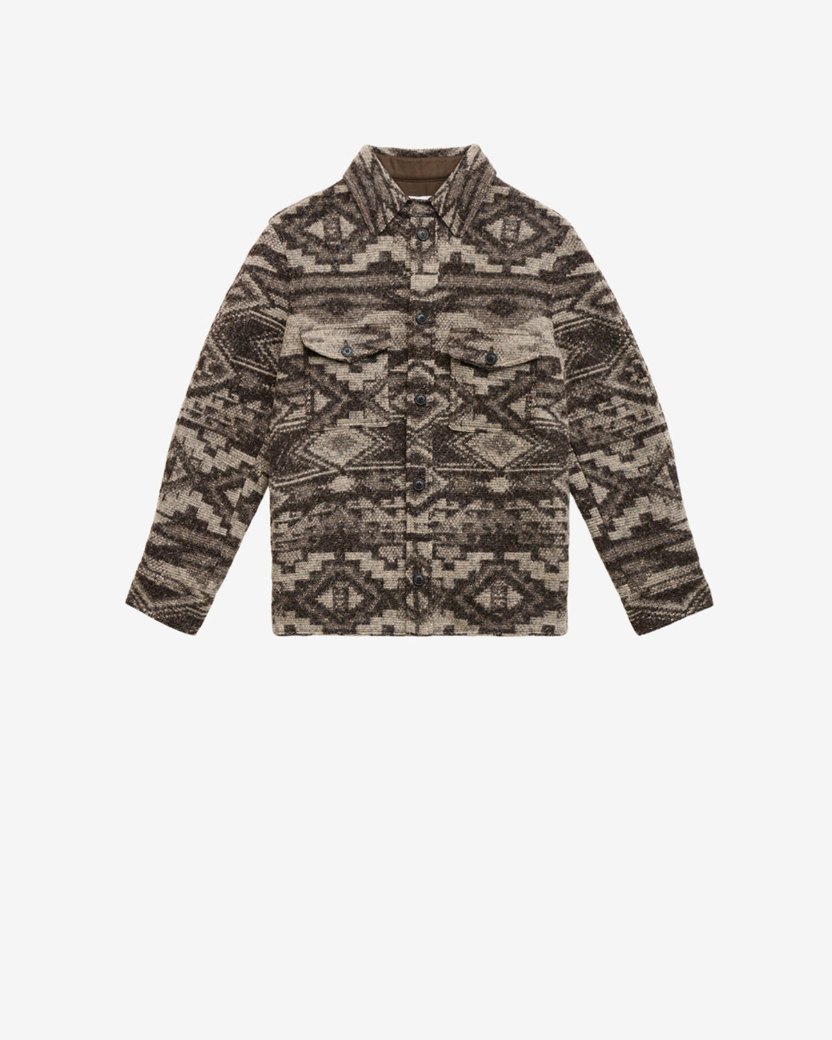 Kervon patterned wool blend jacket - Dark brown - Man - 5